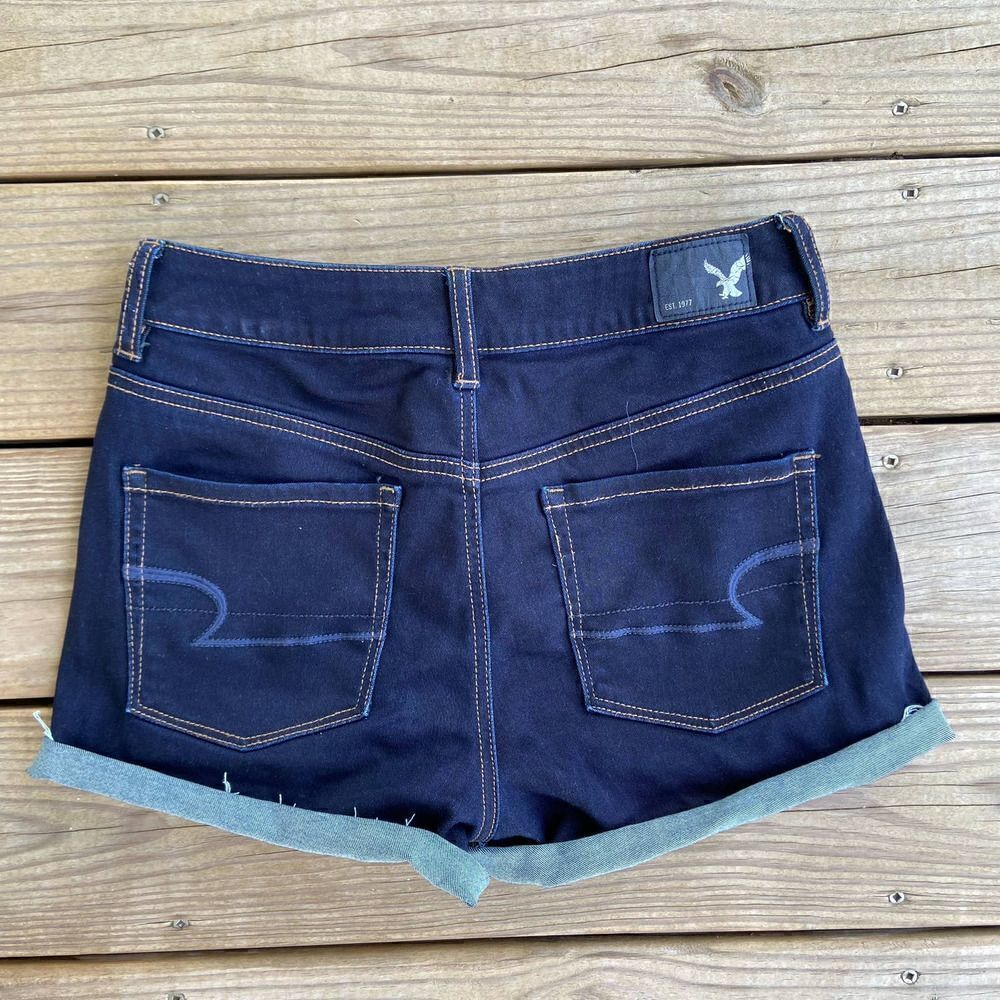 American Eagle Hi-Rise Shortie Denim Shorts Dark Wash Size 8